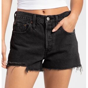 Levi's Washed Black Frayed Hem Jean Shorts